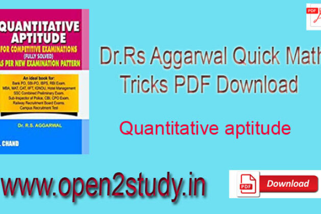 Rs Aggarwal Quick Maths Tricks PDF Download- open2study