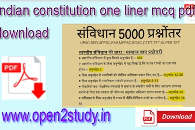 best indian constitution one liner mcq savidhan pdf